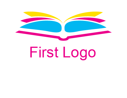 horizontal colorful open book printing logo