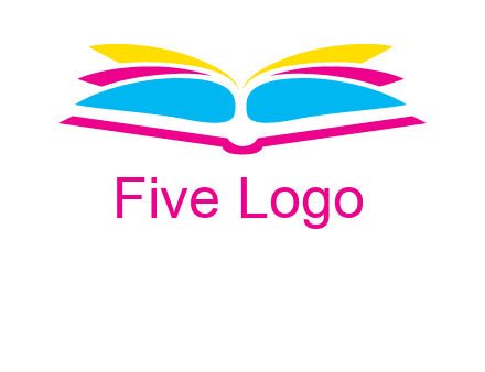 horizontal colorful open book printing logo