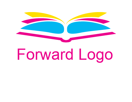 horizontal colorful open book printing logo