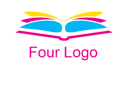 horizontal colorful open book printing logo