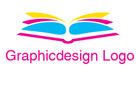 horizontal colorful open book printing logo