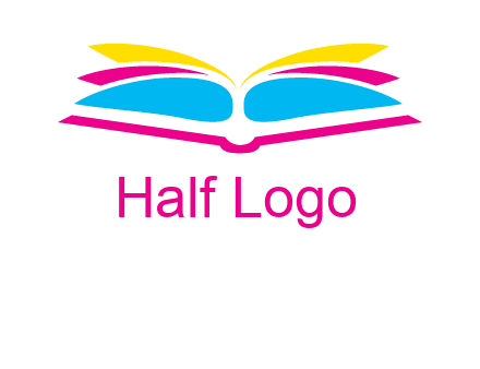 horizontal colorful open book printing logo