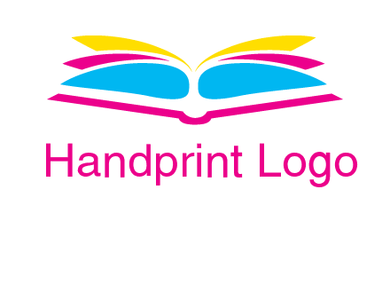horizontal colorful open book printing logo