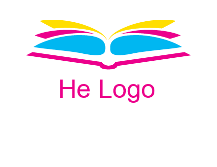 horizontal colorful open book printing logo