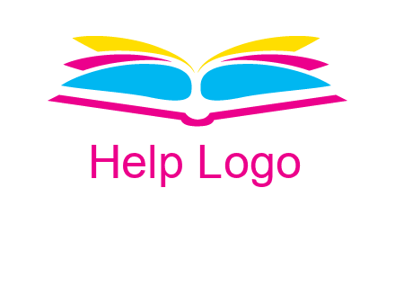 horizontal colorful open book printing logo