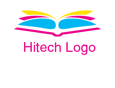horizontal colorful open book printing logo