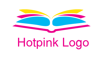 horizontal colorful open book printing logo