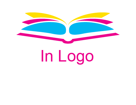 horizontal colorful open book printing logo