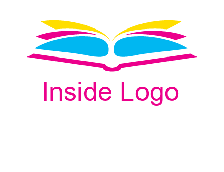 horizontal colorful open book printing logo