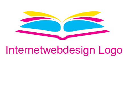 horizontal colorful open book printing logo