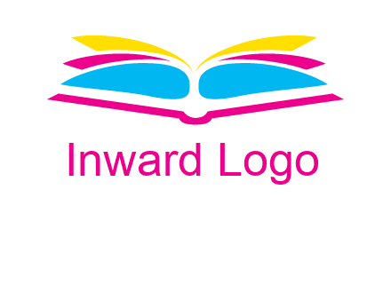 horizontal colorful open book printing logo