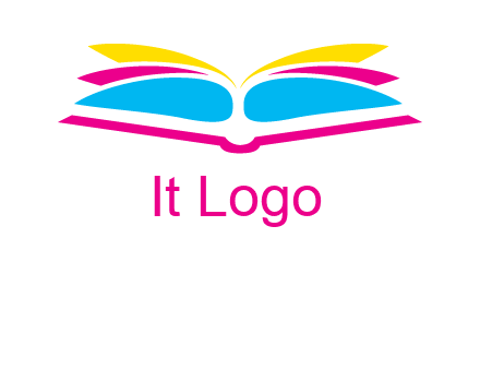 horizontal colorful open book printing logo