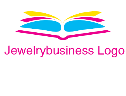 horizontal colorful open book printing logo