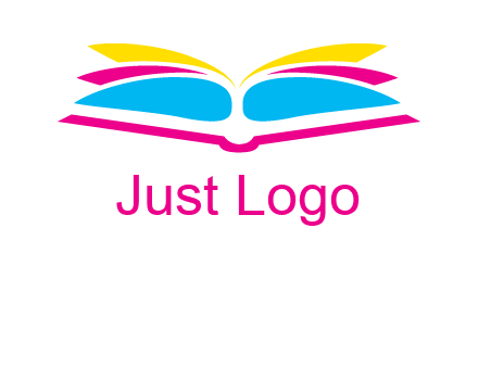 horizontal colorful open book printing logo