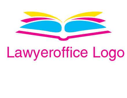 horizontal colorful open book printing logo