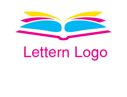 horizontal colorful open book printing logo