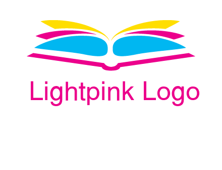 horizontal colorful open book printing logo
