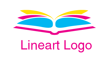 horizontal colorful open book printing logo