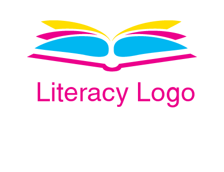 horizontal colorful open book printing logo