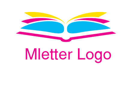 horizontal colorful open book printing logo