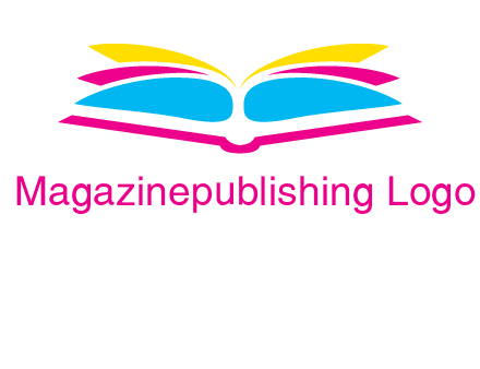 horizontal colorful open book printing logo