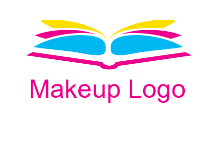 horizontal colorful open book printing logo