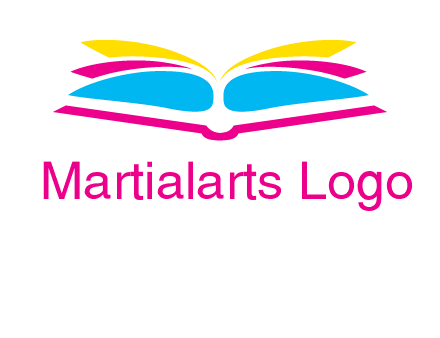 horizontal colorful open book printing logo