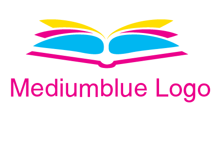 horizontal colorful open book printing logo
