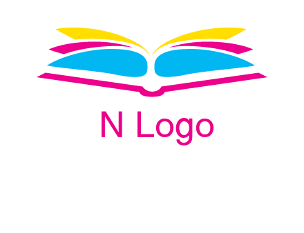 horizontal colorful open book printing logo