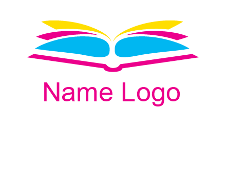 horizontal colorful open book printing logo