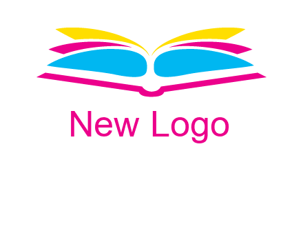 horizontal colorful open book printing logo