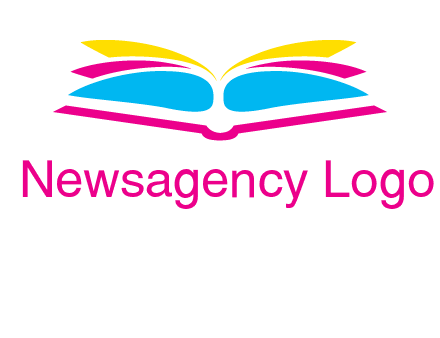 horizontal colorful open book printing logo