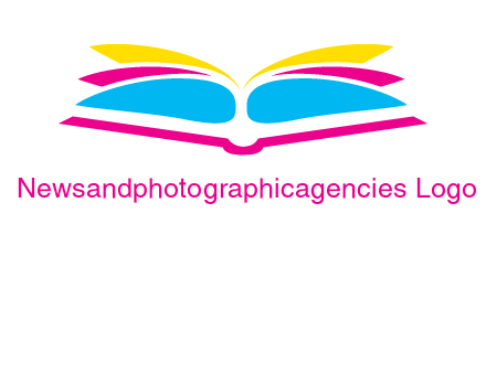 horizontal colorful open book printing logo