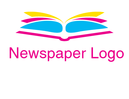 horizontal colorful open book printing logo