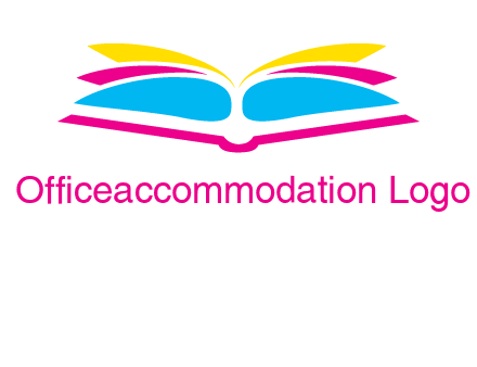 horizontal colorful open book printing logo
