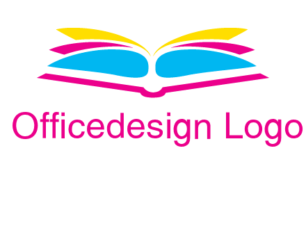 horizontal colorful open book printing logo
