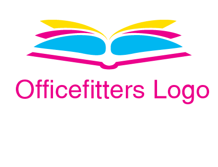 horizontal colorful open book printing logo
