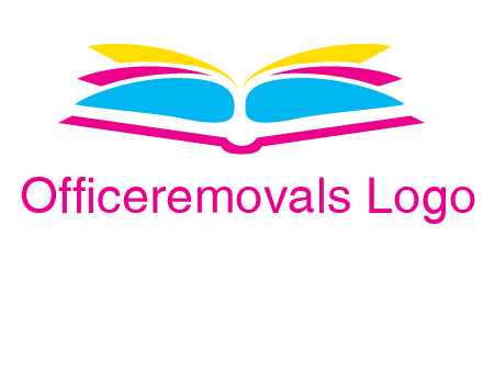 horizontal colorful open book printing logo