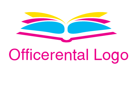 horizontal colorful open book printing logo