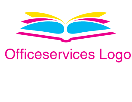 horizontal colorful open book printing logo