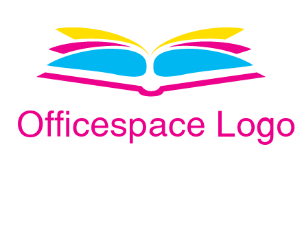 horizontal colorful open book printing logo