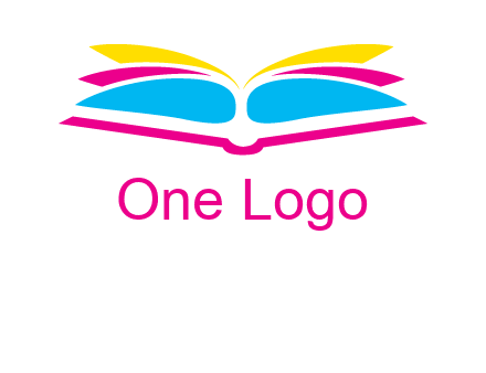 horizontal colorful open book printing logo