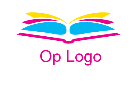 horizontal colorful open book printing logo