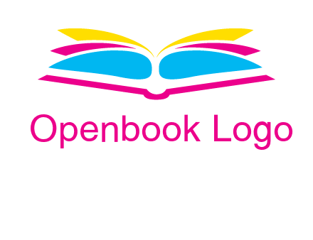 horizontal colorful open book printing logo