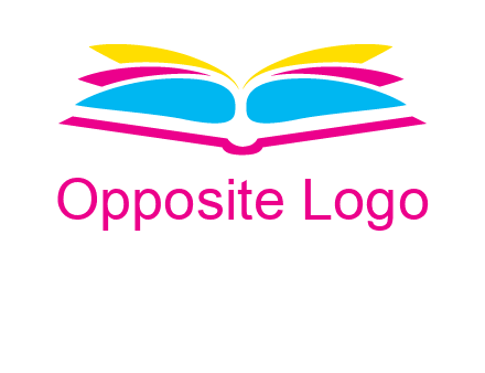 horizontal colorful open book printing logo