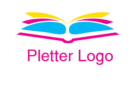 horizontal colorful open book printing logo