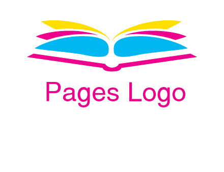 horizontal colorful open book printing logo