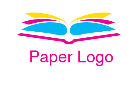 horizontal colorful open book printing logo
