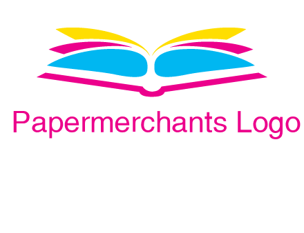 horizontal colorful open book printing logo