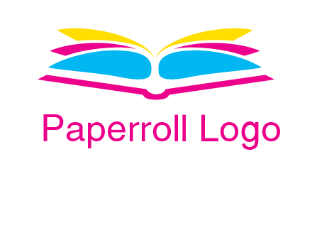 horizontal colorful open book printing logo